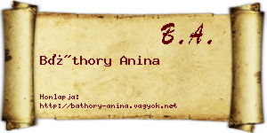 Báthory Anina névjegykártya